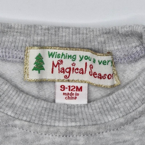 Unisex Grey Sweatshirt with Festive Christmas Trees on Front Perfect for 9 month - Picture 3 of 5